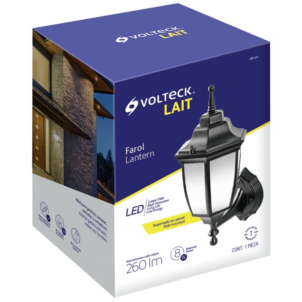 arbotante de led 8 w tipo farol soportado negro volteckarb 101l 506-ferreteria-de-valle-en-torreon