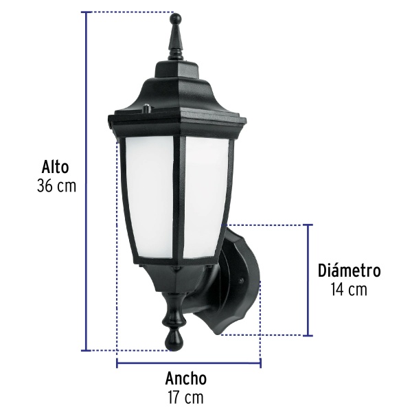 arbotante de led 8 w tipo farol soportado negro volteckarb 101l dce-ferreteria-de-valle-en-torreon