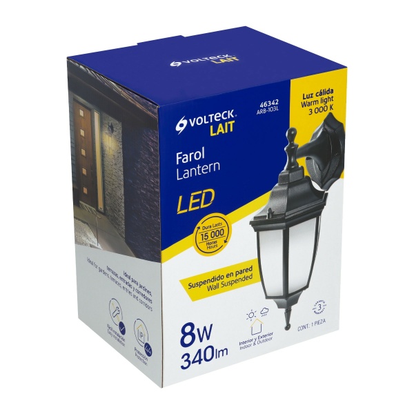 arbotante de led 8 w tipo farol suspendido negro volteckarb 103l cd3-ferreteria-de-valle-en-torreon