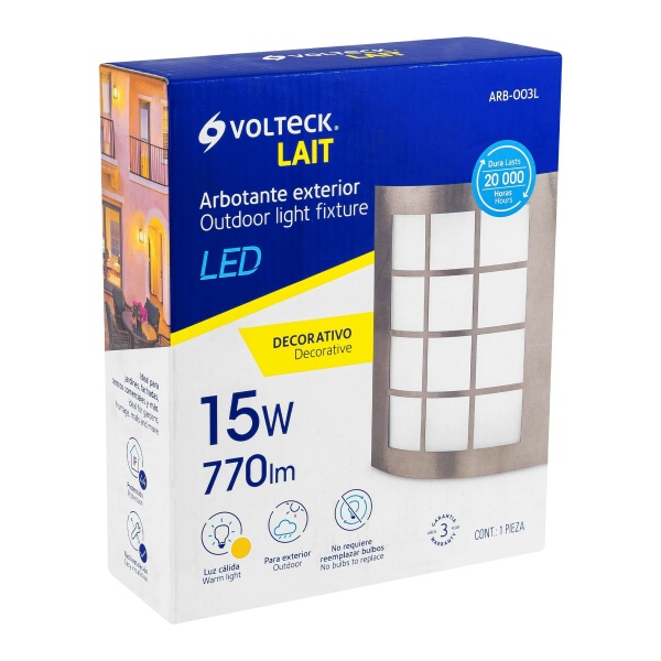 arbotante decorativo de led 15 w acero inoxidable luz calidaarb 003l cbf-ferreteria-de-valle-en-torreon