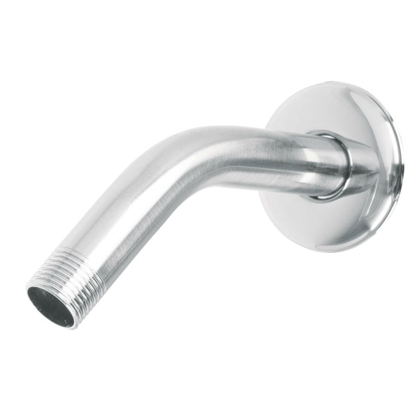 Brazo de acero cromado y chapetón de acero inox p/regadera