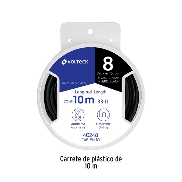 carrete con 10 m de cable thhw ls 8 awg negro volteckcab 8n 10 65c-ferreteria-de-valle-en-torreon