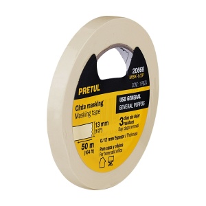 Cinta masking tape de 1/2" x 50 m