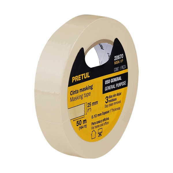 Cinta masking tape de 1" x 50 m