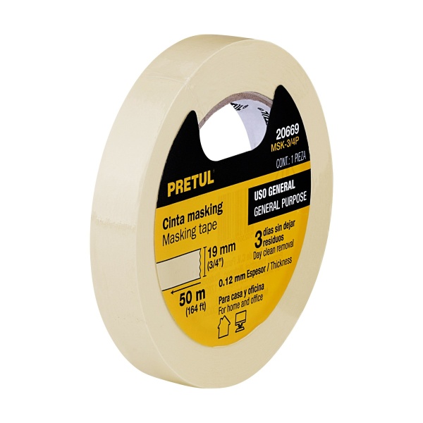 Cinta masking tape de 3/4" x 50 m