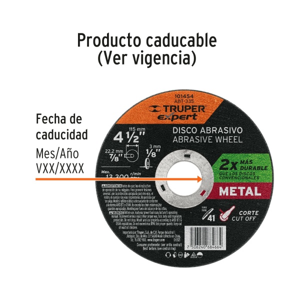 disco para corte de metal 4 1 2 tipo 41 truper expertabt 335 71a-ferreteria-de-valle-en-torreon