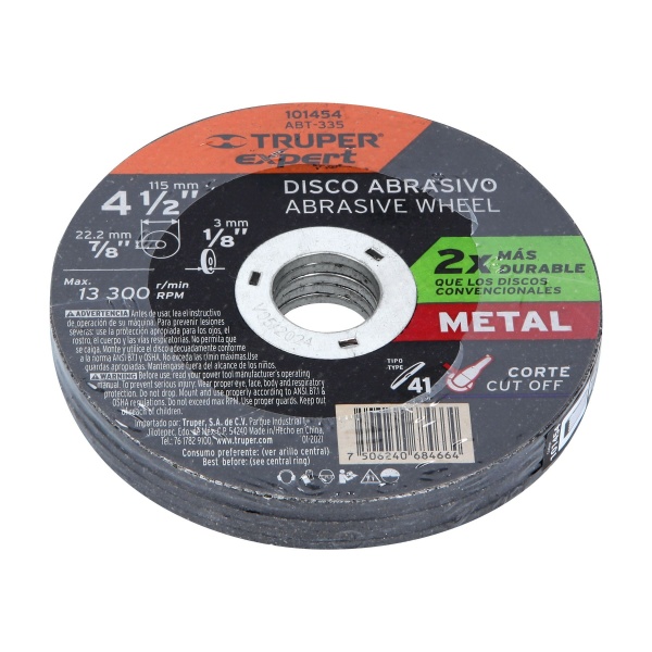 disco para corte de metal 4 1 2 tipo 41 truper expertabt 335 a88-ferreteria-de-valle-en-torreon