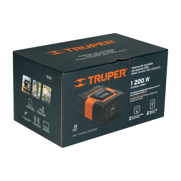 inversor de corriente de 1200 w con puertos usb truperinco 1000 48b-ferreteria-de-valle-en-torreon