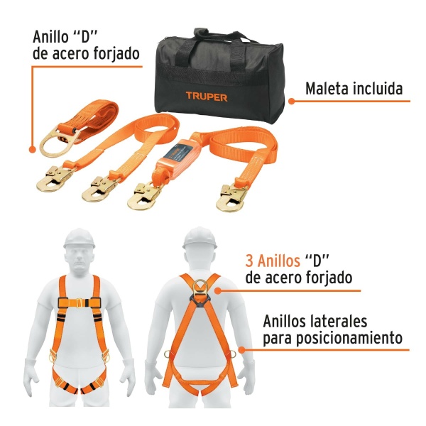 kit contra caidas con arnes de tres anillos truperarn kit 3 22d-ferreteria-de-valle-en-torreon