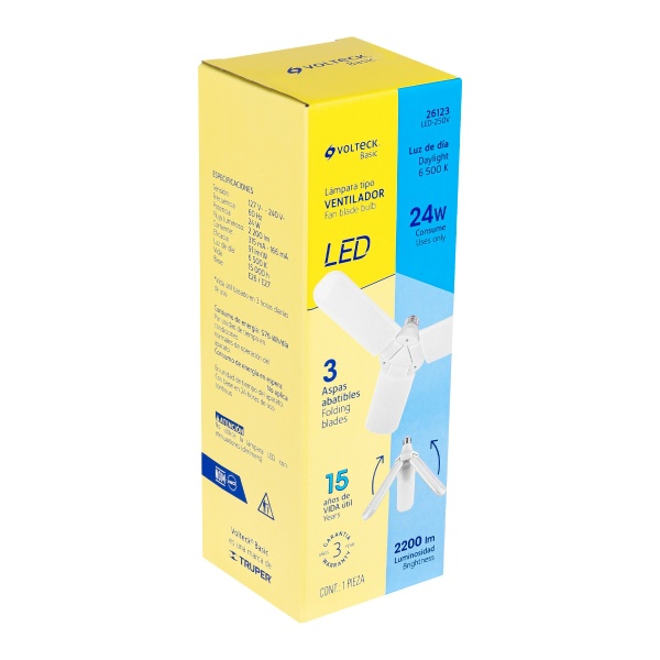 lampara led 24w tipo ventilador 3 aspas ajustables volteckled 250v a4c-ferreteria-de-valle-en-torreon