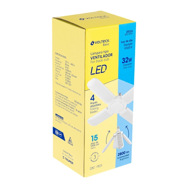 lampara led 32w tipo ventilador 4 aspas ajustables volteckled 350v 981-ferreteria-de-valle-en-torreon