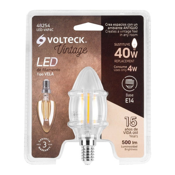 lampara led tipo vela 4 w con filamento base e14 luz calidaled v4f4c af8-ferreteria-de-valle-en-torreon