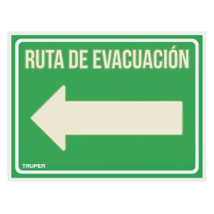 Letrero de señalización "RUTA EVACUACIÓN IZQUIERDA"