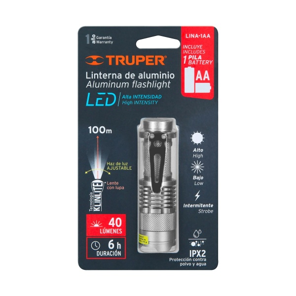 linterna de aluminio 1 led de 40 lm con 1 pila aa truperlina 1aa bd4-ferreteria-de-valle-en-torreon