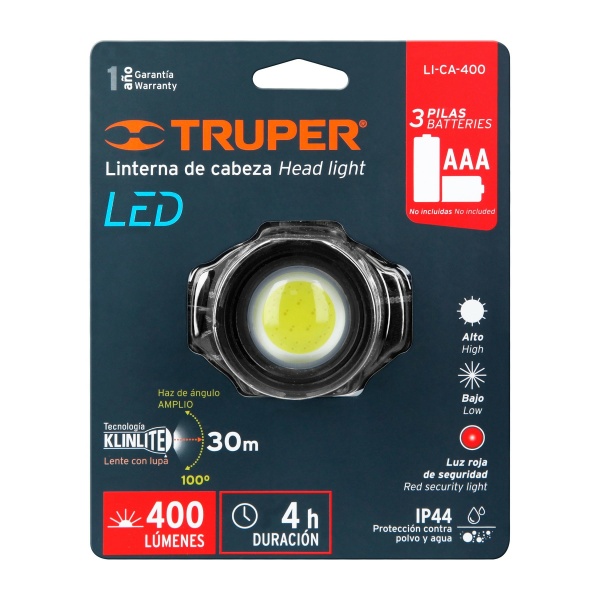 linterna de minero 1 led 400 lm de 3 pilas aaa truperli ca 400 bbb-ferreteria-de-valle-en-torreon