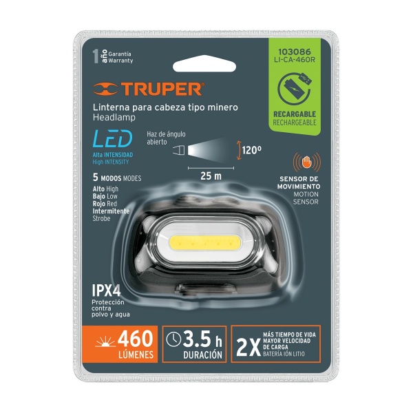 linterna de minero 460 lm recargable con sensor truperli ca 460r 8e3-ferreteria-de-valle-en-torreon