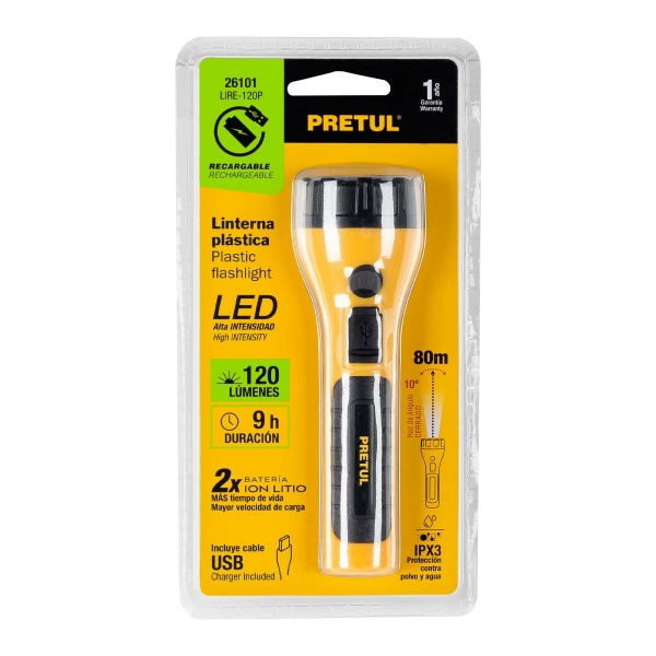 linterna plastica recargable de led 120 lumenes pretullire 120p a8a-ferreteria-de-valle-en-torreon