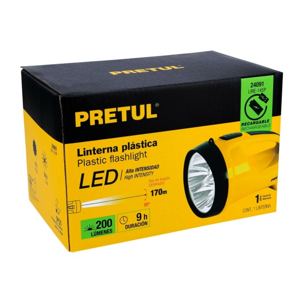 linterna reflectora 5 leds 200 lm recargable pretullire 145p 9ef-ferreteria-de-valle-en-torreon