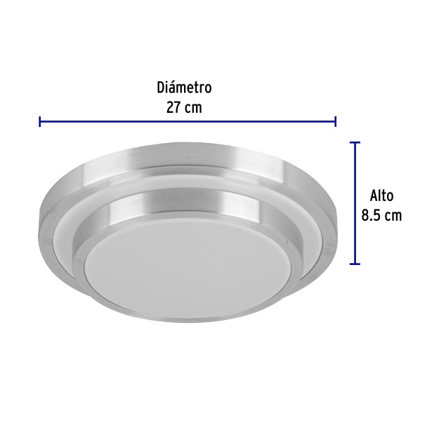 luminario led 18 w plafon decorativo metalico luz dia basicpla 703l a85-ferreteria-de-valle-en-torreon