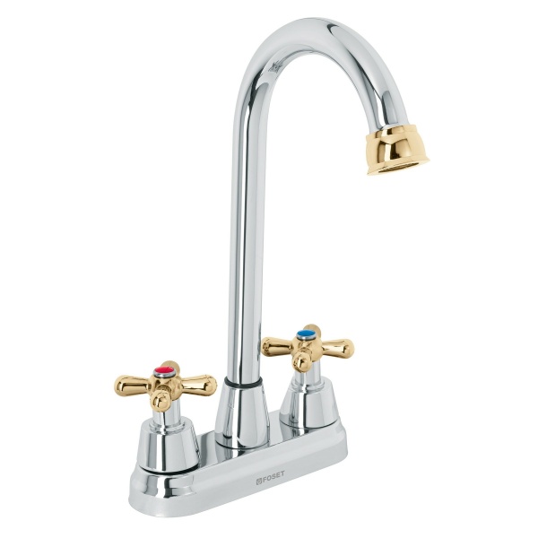 Mezcladora cromo-oro 4" p/lavabo