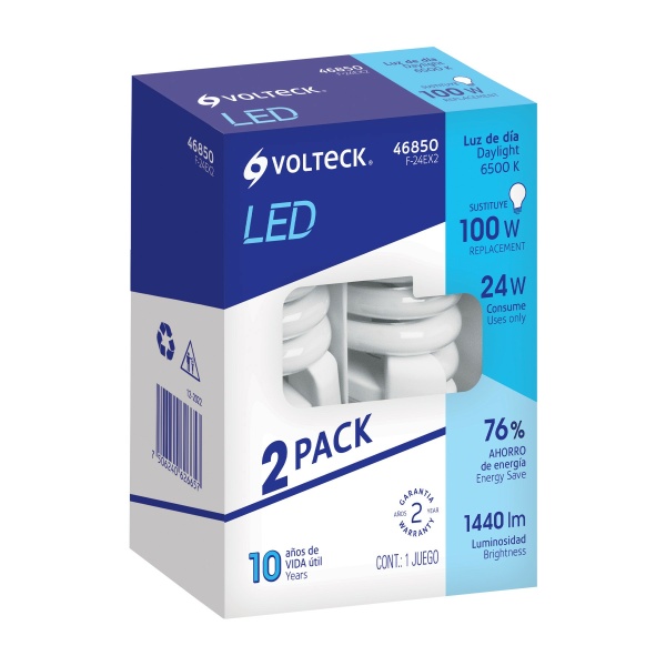 Pack 2 lámparas espiral T4 24 W luz de día