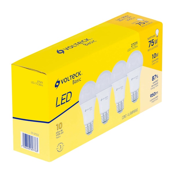 Pack de 4 lámparas de LED A19 10 W