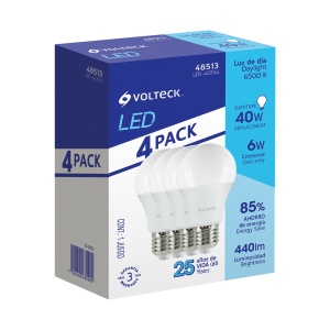 Pack de 4 lámparas de LED A19 6 W luz de día