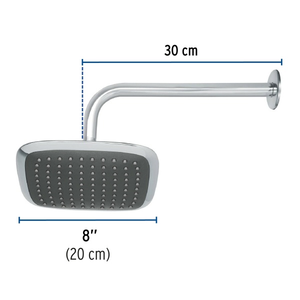 regadera cuadrada plato ancho 8 brazo inox a muro fosetr 511 efc-ferreteria-de-valle-en-torreon