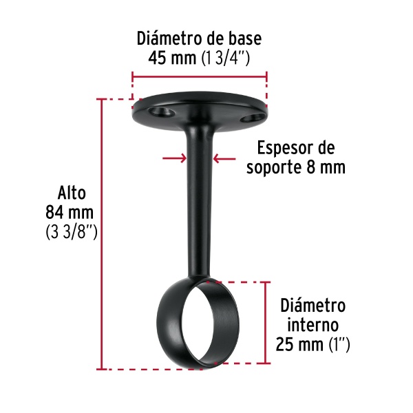 soporte negro para tubo redondo de closet hermexstr 3n 992-ferreteria-de-valle-en-torreon