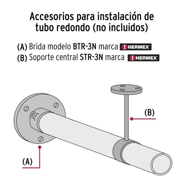 soporte negro para tubo redondo de closet hermexstr 3n a43-ferreteria-de-valle-en-torreon