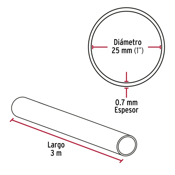 tubo redondo de 3 0 m en aluminio para closet hermextr 630 582-ferreteria-de-valle-en-torreon