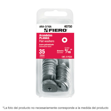 Blíster con 30 arandelas planas de 1/4"