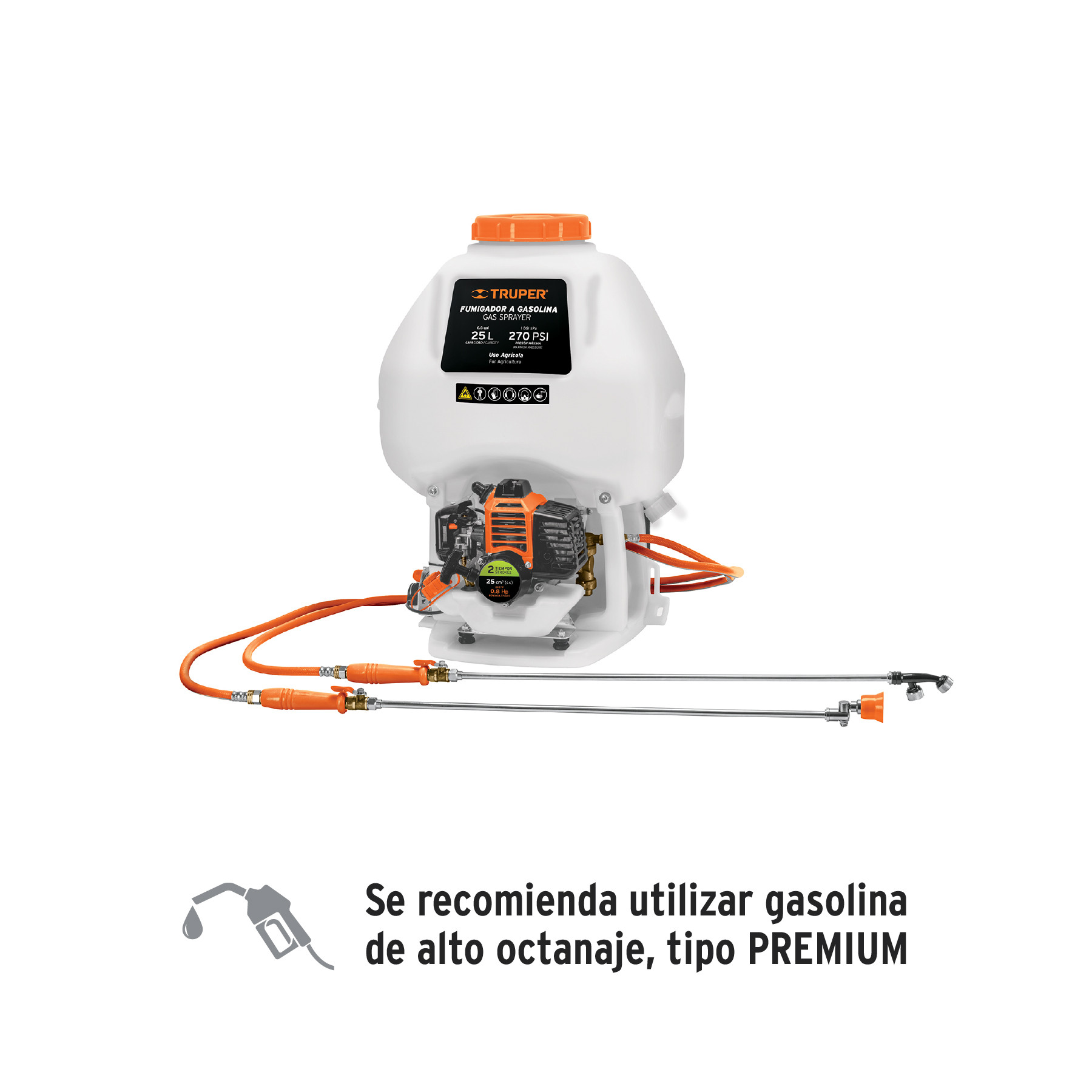 Fumigador de 25 L con motor a gasolina de 2 tiempos