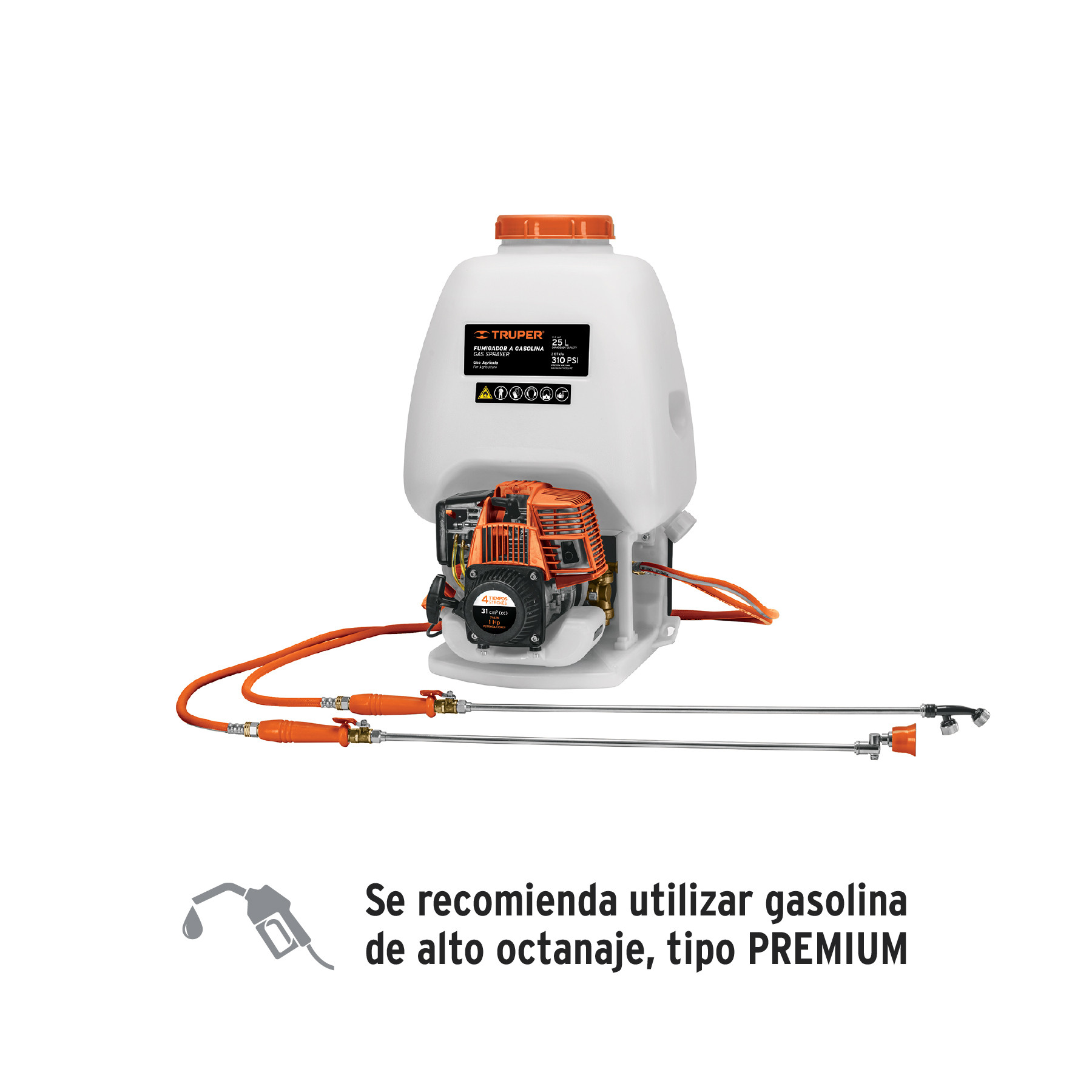 Fumigador de 25 L con motor a gasolina de 4 tiempos