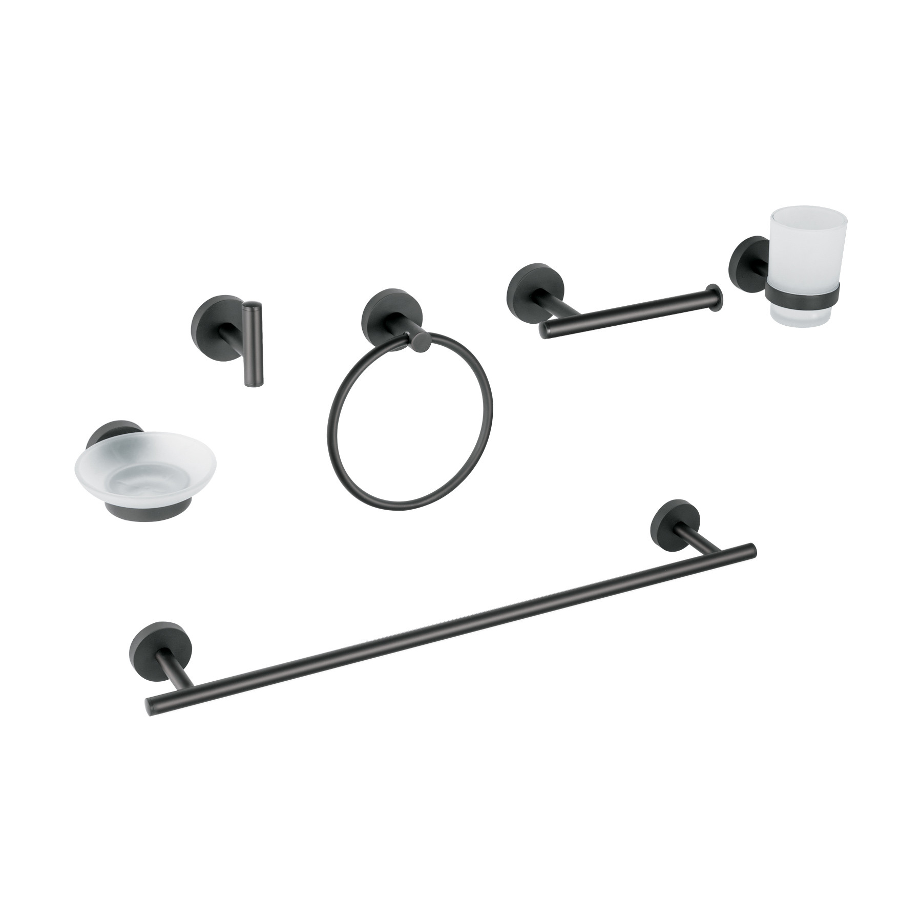 Juego de 6 accesorios para baño acabado negro