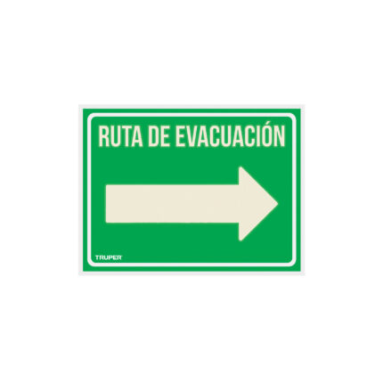 Letrero de señalización "RUTA EVACUACIÓN DERECHA"