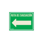 Letrero de señalización "RUTA EVACUACIÓN IZQUIERDA"