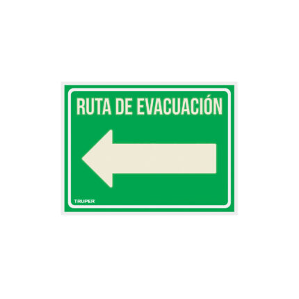 Letrero de señalización "RUTA EVACUACIÓN IZQUIERDA"