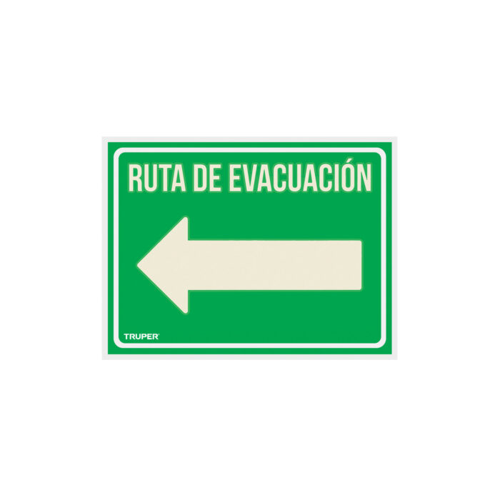 Letrero de señalización "RUTA EVACUACIÓN IZQUIERDA"