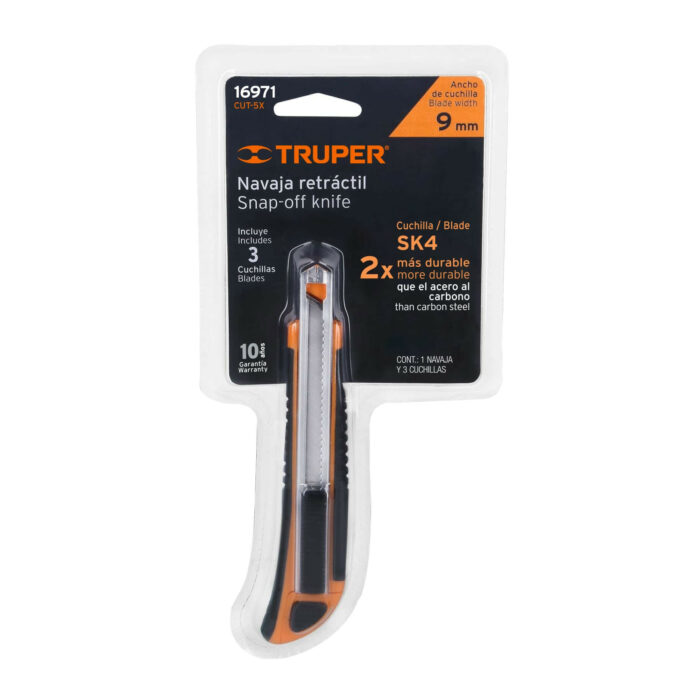 Cutter 9 mm profesional con alma metálica y grip, Truper cutter 9 mm profesional con alma metalica y grip trupercut 5x 663