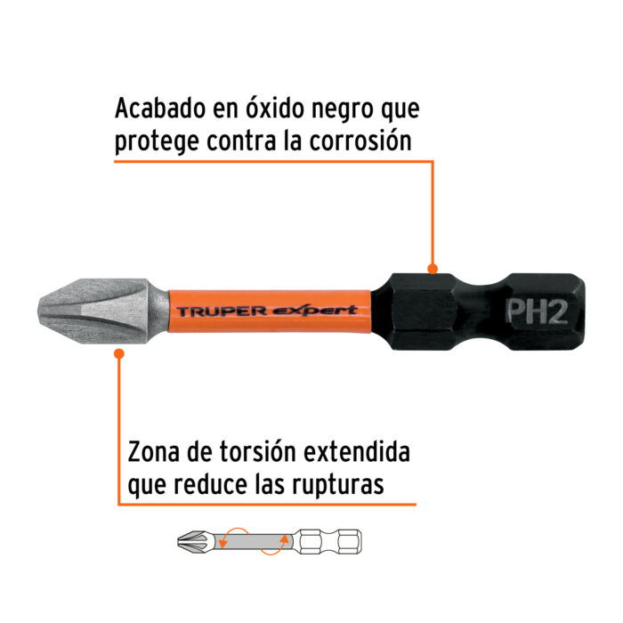 Estuche con 15 puntas de cruz PH2 de impacto largo 2" estuche con 15 puntas de cruz ph2 de impacto largo 2 pude 1202 15i 14d