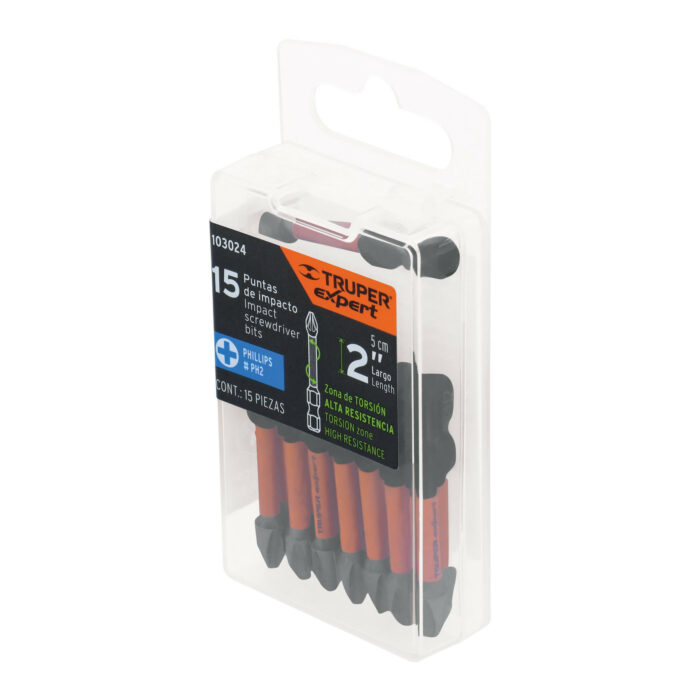 Estuche con 15 puntas de cruz PH2 de impacto largo 2" estuche con 15 puntas de cruz ph2 de impacto largo 2 pude 1202 15i 844