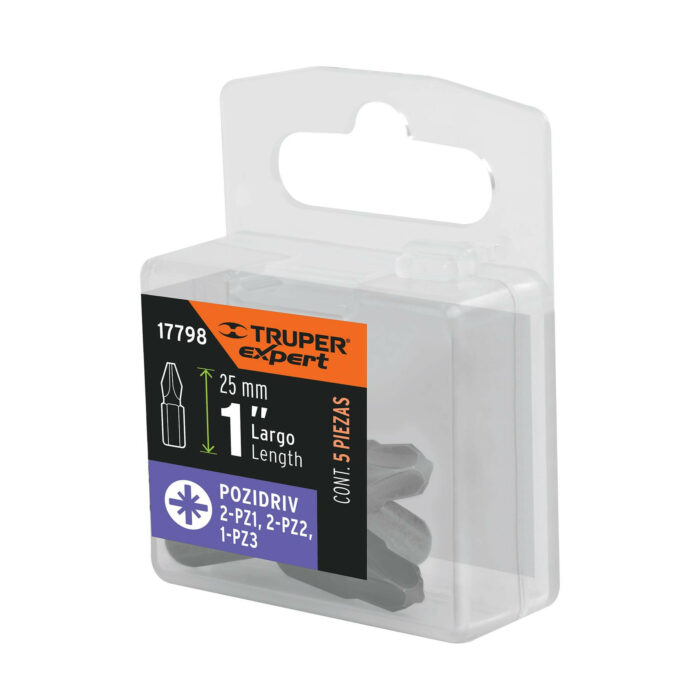 Estuche con 5 puntas pozidriv combinadas largo 1", Expert estuche con 5 puntas pozidriv combinadas largo 1 expertpude 2001 8a1