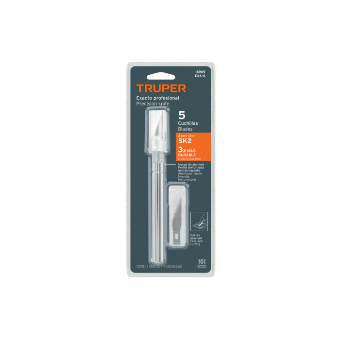 Exacto 6" profesional con 5 cuchillas de acero SK2, TRUPER exacto 6 profesional con 5 cuchillas de acero sk2 truperexa 6 188