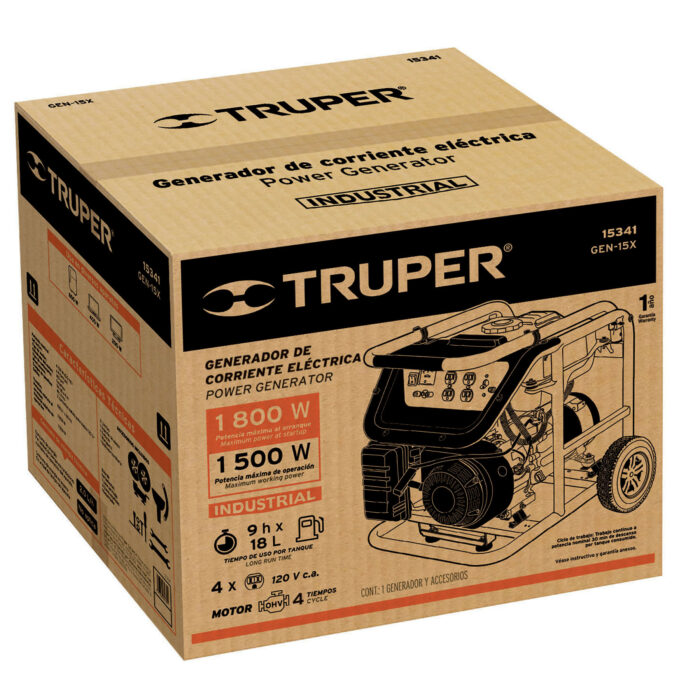 Generador portátil 1.5 kW motor a gasolina, TRUPER generador portatil 1 5 kw motor a gasolina trupergen 15x c5b