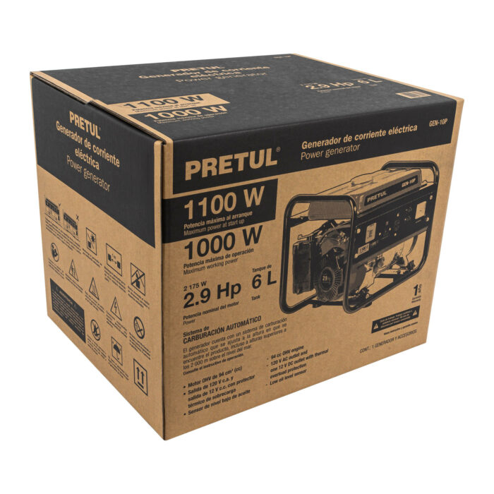 Generador portátil 1 kW motor a gasolina, PRETUL generador portatil 1 kw motor a gasolina pretulgen 10p 238