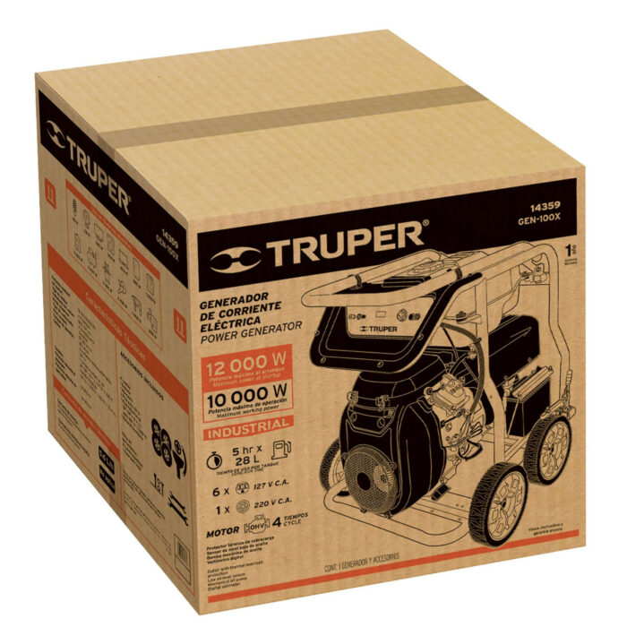 Generador portátil 10 kW motor a gasolina, TRUPER generador portatil 10 kw motor a gasolina trupergen 100x 77c