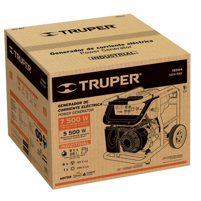 Generador portátil 5.5 kW motor a gasolina, TRUPER generador portatil 5 5 kw motor a gasolina trupergen 55x 65b