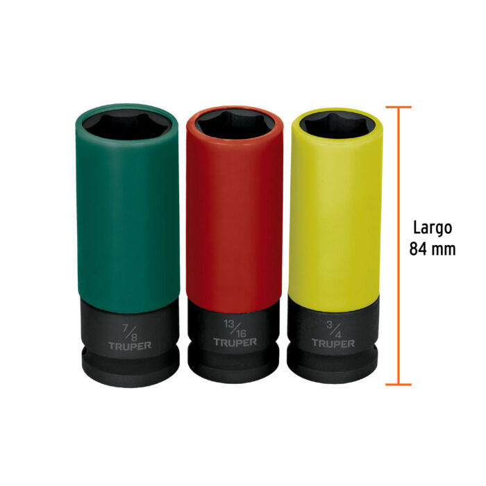 Juego 3 dados largos 1/2" impacto protección plástica 6p std juego 3 dados largos 1 2 impacto proteccion plastica 6p stdjdi 1 2x3lp 373