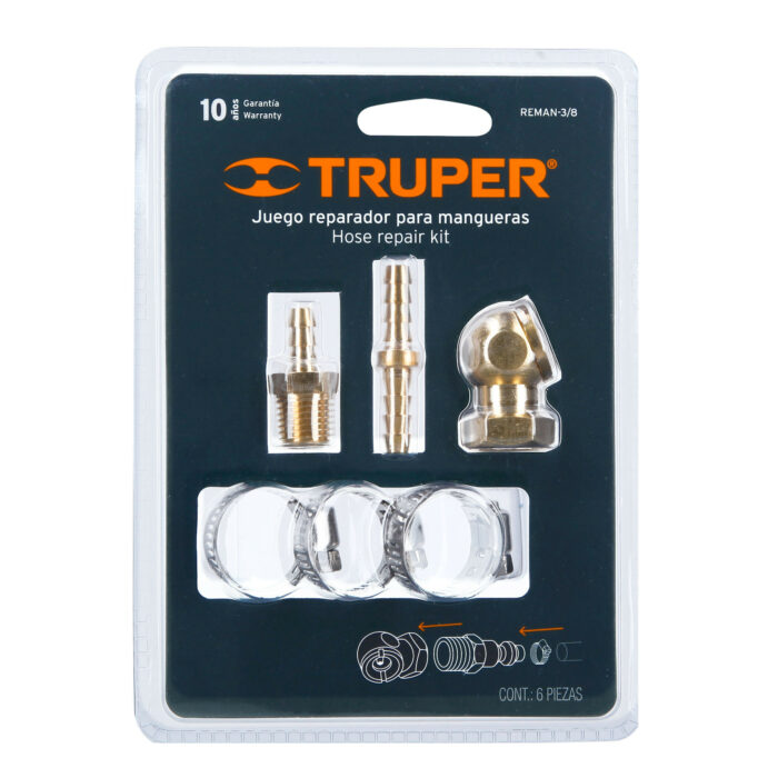 Juego de 6 piezas para reparar mangueras de 3/8", Truper juego de 6 piezas para reparar mangueras de 3 8 truperreman 3 8 be7